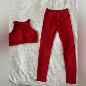 Avocado - red snakeskin workout set